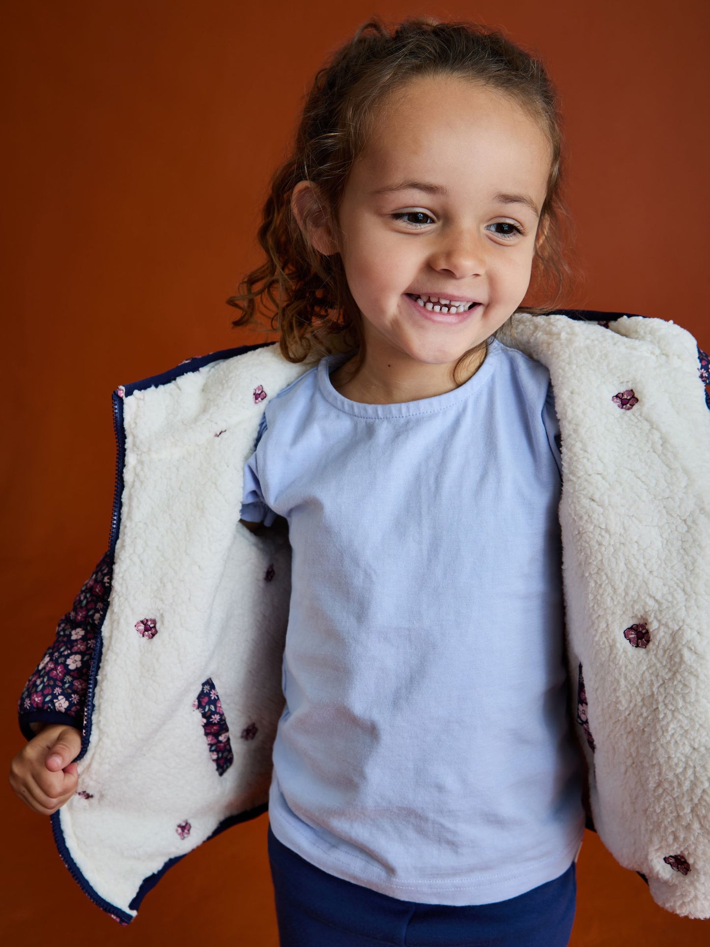 Dsiney Kidz - JoJo Maman Bébé Pink Reversible Borg Lined Jacket image 3