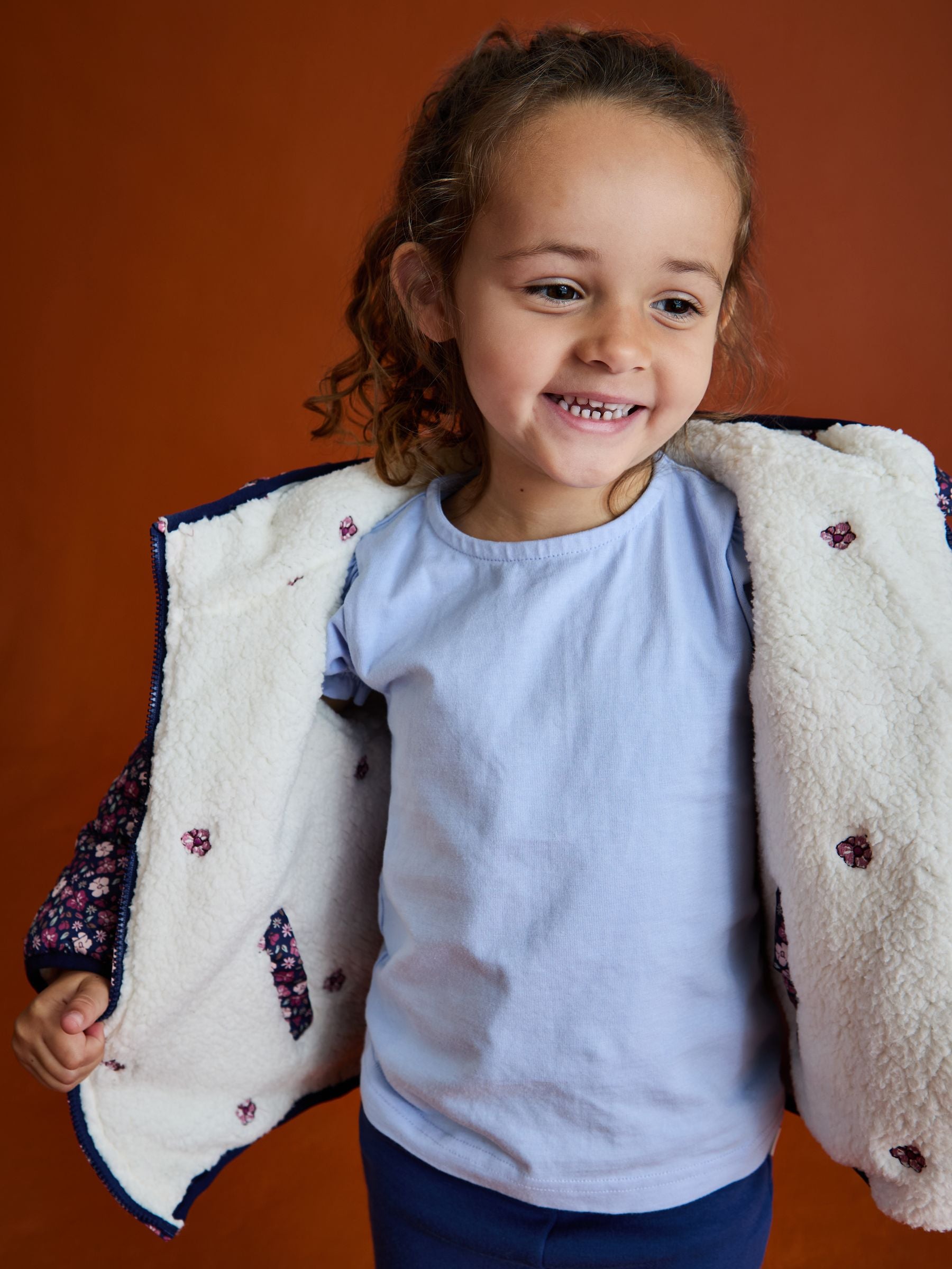 Dsiney Kidz - JoJo Maman Bébé Pink Reversible Borg Lined Jacket image 3