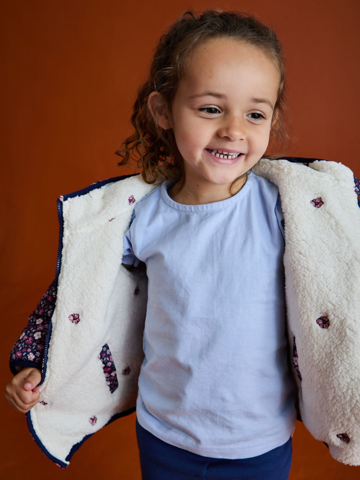 Dsiney Kidz - JoJo Maman Bébé Pink Reversible Borg Lined Jacket image 3