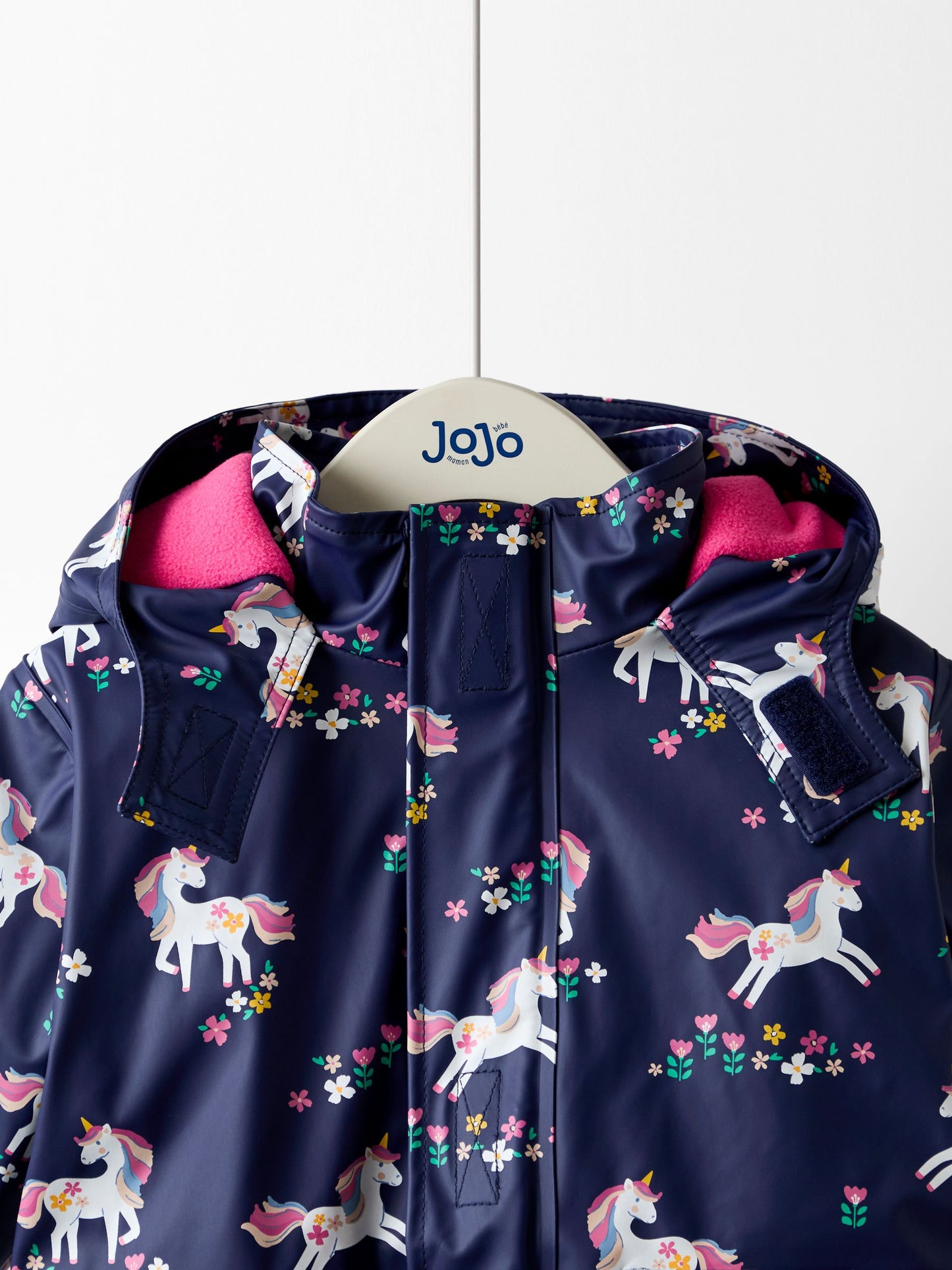 Dsiney Kidz - JoJo Maman Bébé Navy Unicorn Waterproof Cosy Lined Jacket image 5