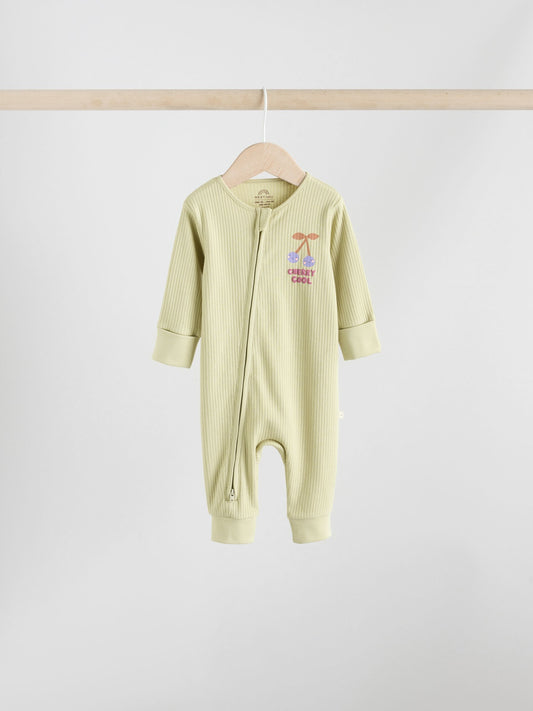 Multi Fruit Two Way Zip Baby Sleepsuits 3 Pack (0mths-3yrs) image 3