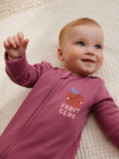 Multi Fruit Two Way Zip Baby Sleepsuits 3 Pack (0mths-3yrs) image 5