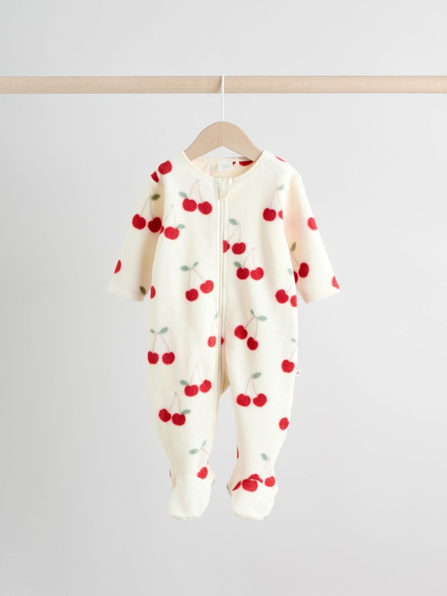 Red Cherry 2 Pack Micro Fleece Two Way Zip Baby Sleepsuits image 3