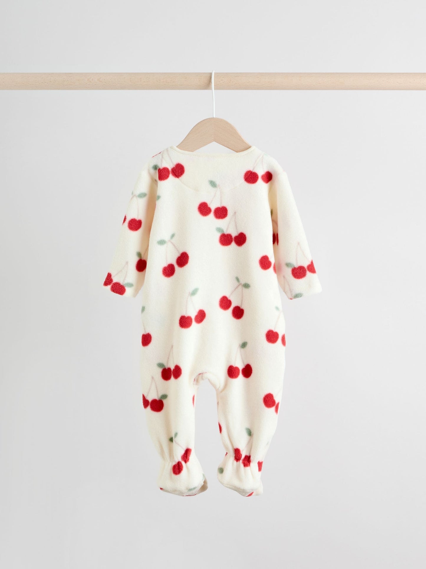 Red Cherry 2 Pack Micro Fleece Two Way Zip Baby Sleepsuits image 4