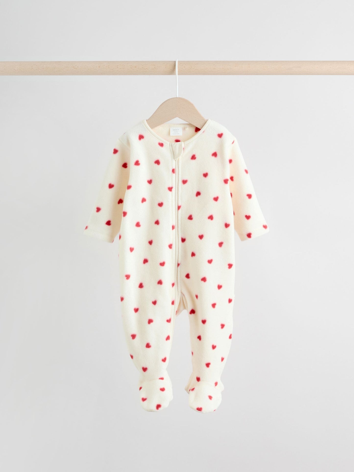 Red Cherry 2 Pack Micro Fleece Two Way Zip Baby Sleepsuits image 5