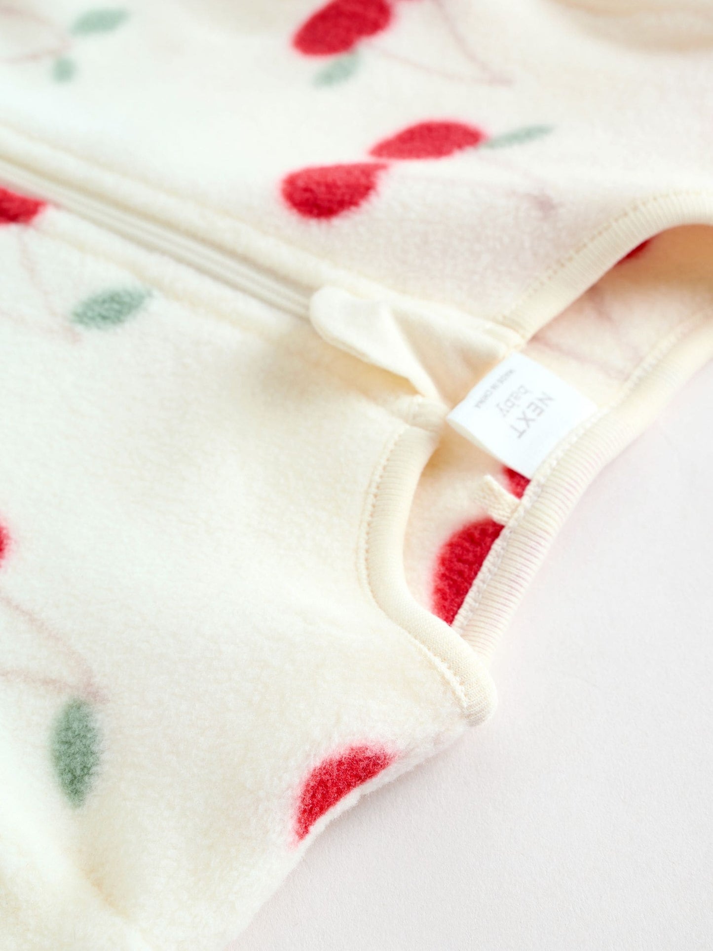 Red Cherry 2 Pack Micro Fleece Two Way Zip Baby Sleepsuits image 8