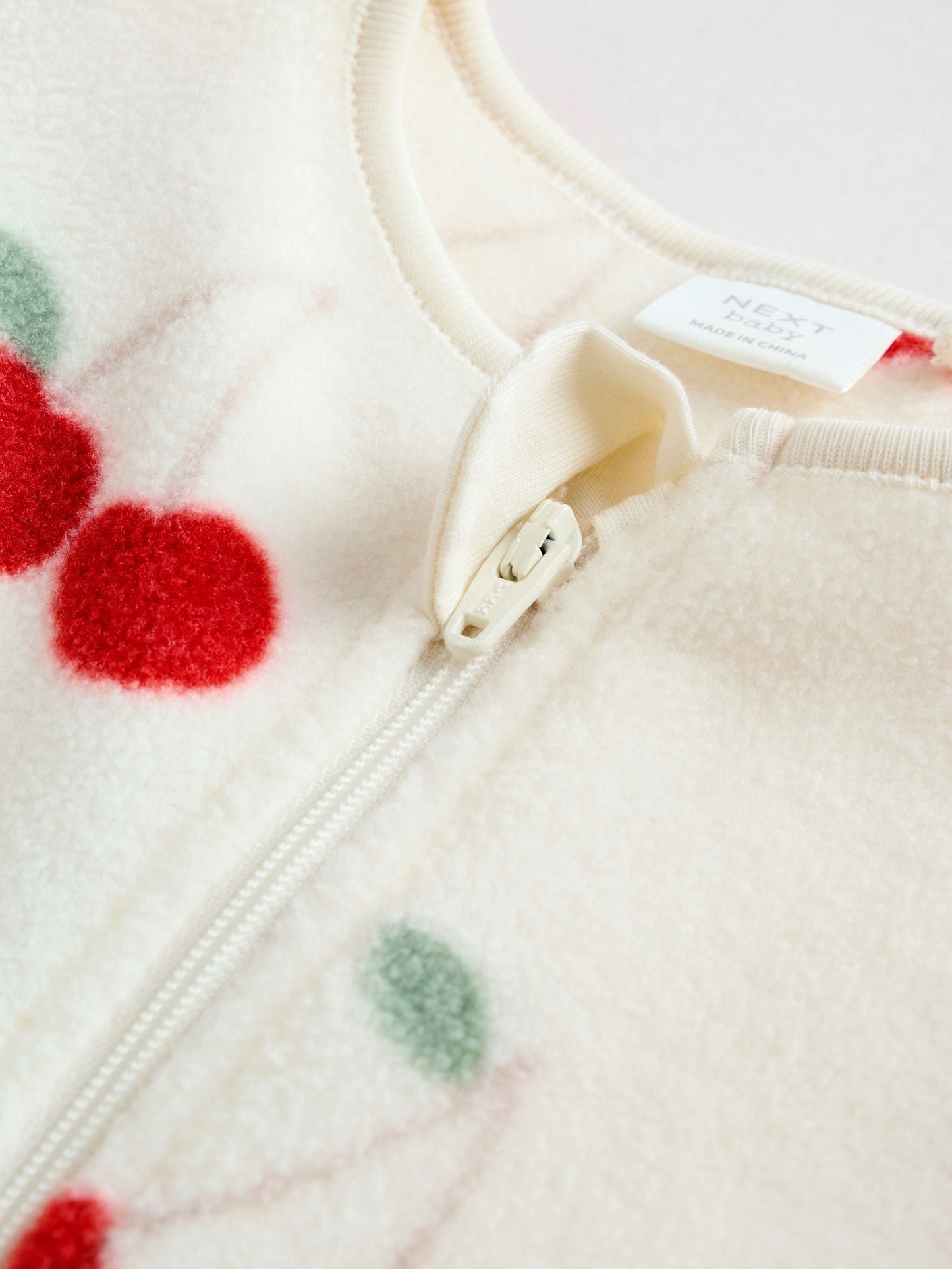 Red Cherry 2 Pack Micro Fleece Two Way Zip Baby Sleepsuits image 9
