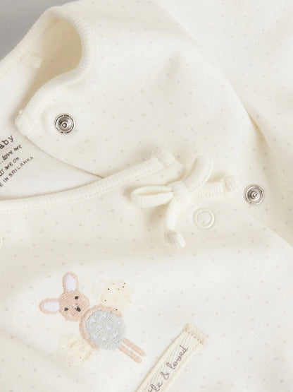 Ecru Fairy Mouse 3 Pack Baby Sleepsuits (0-2yrs)