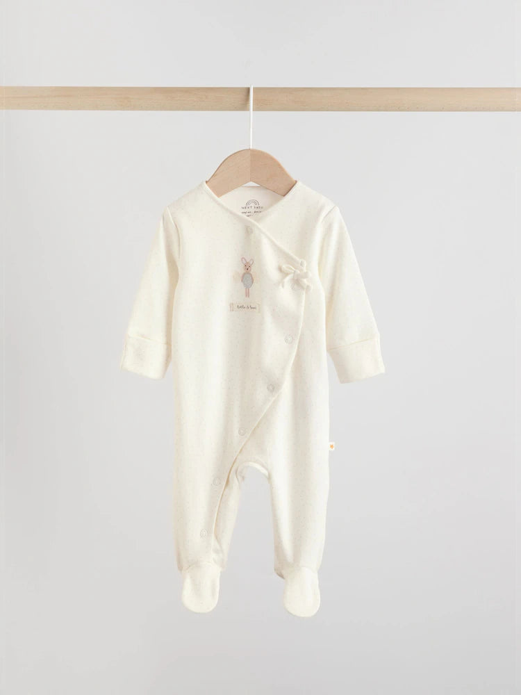 Ecru Fairy Mouse 3 Pack Baby Sleepsuits (0-2yrs)