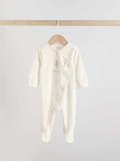 Ecru Fairy Mouse 3 Pack Baby Sleepsuits (0-2yrs)