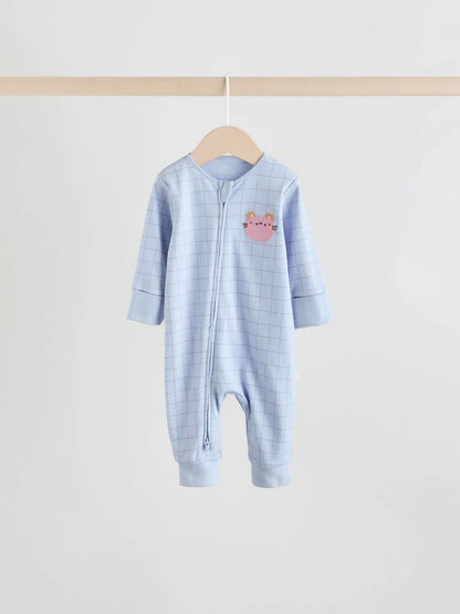 Pink Animal Character Two Way Zip Baby Sleepsuits 5 Pack