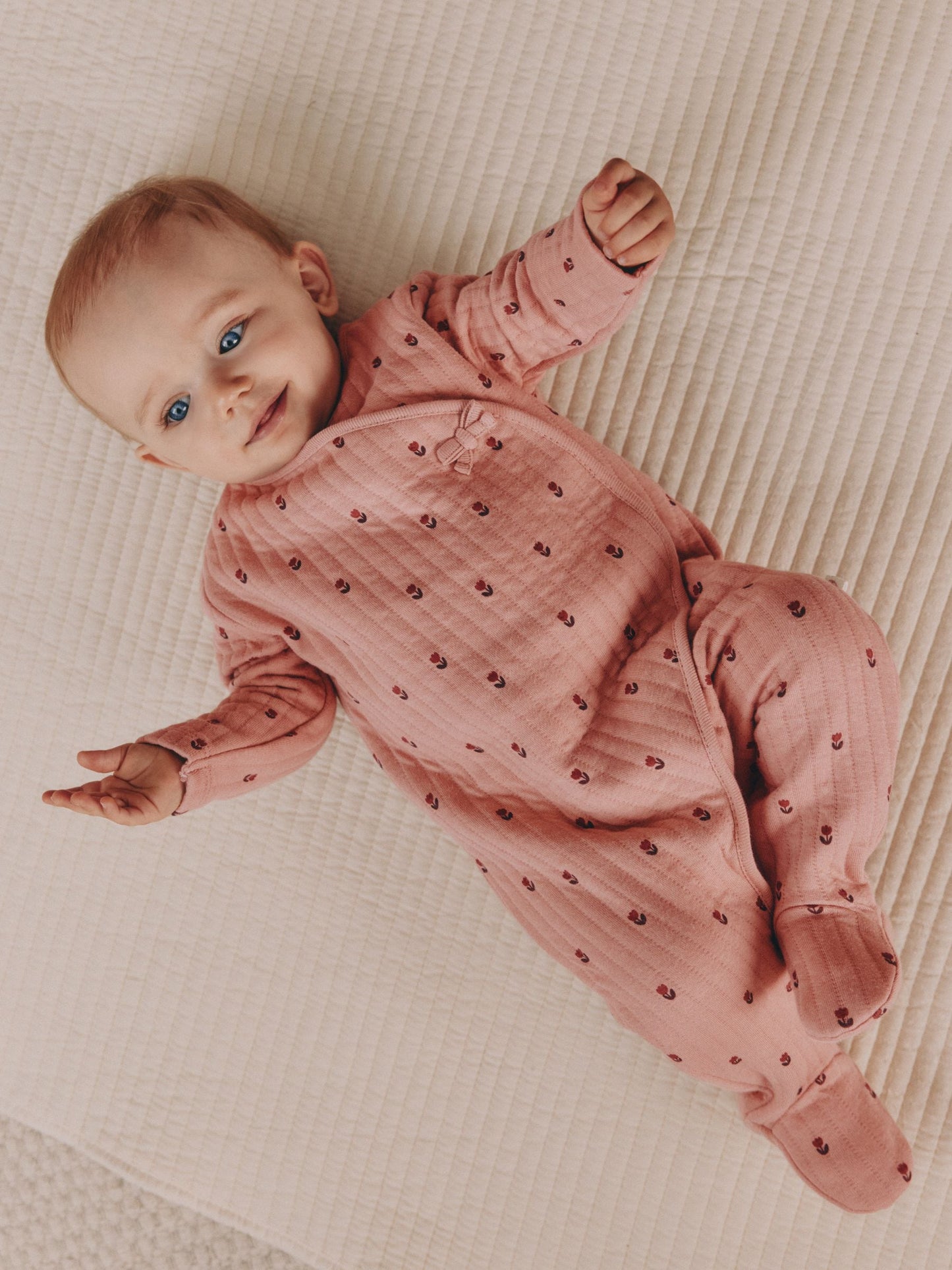 Pink/Cream Quilted Baby Sleepsuits 2 Pack image 2
