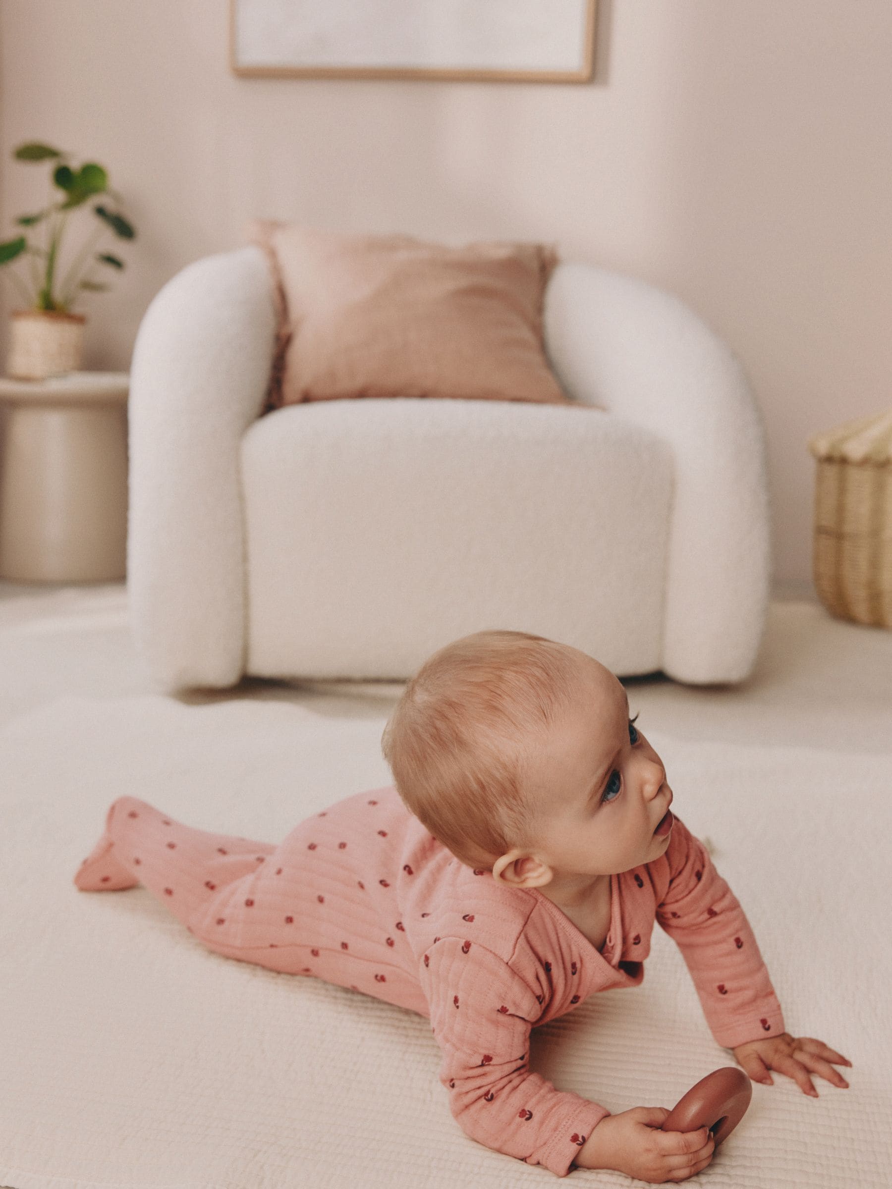 Pink/Cream Quilted Baby Sleepsuits 2 Pack image 4