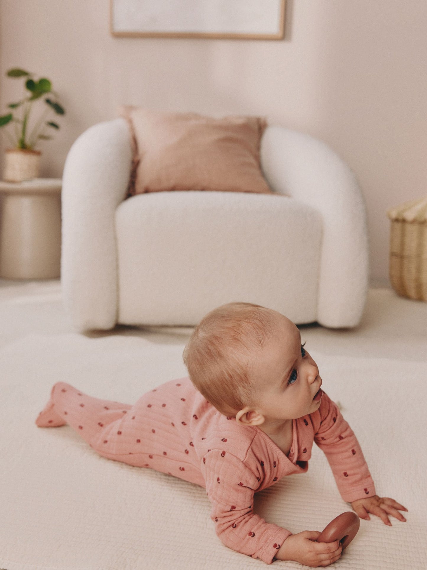 Pink/Cream Quilted Baby Sleepsuits 2 Pack image 4