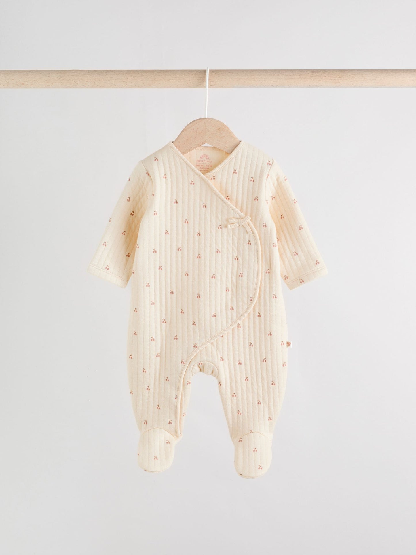Pink/Cream Quilted Baby Sleepsuits 2 Pack image 6