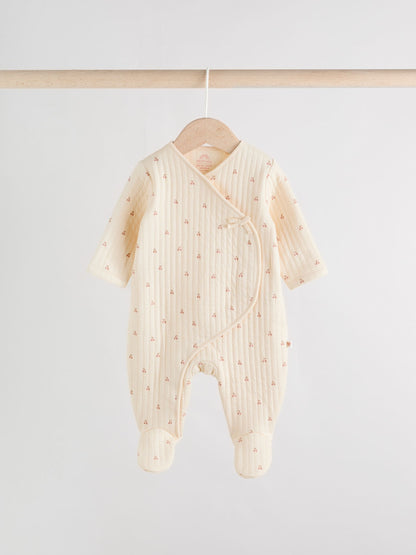 Pink/Cream Quilted Baby Sleepsuits 2 Pack image 6