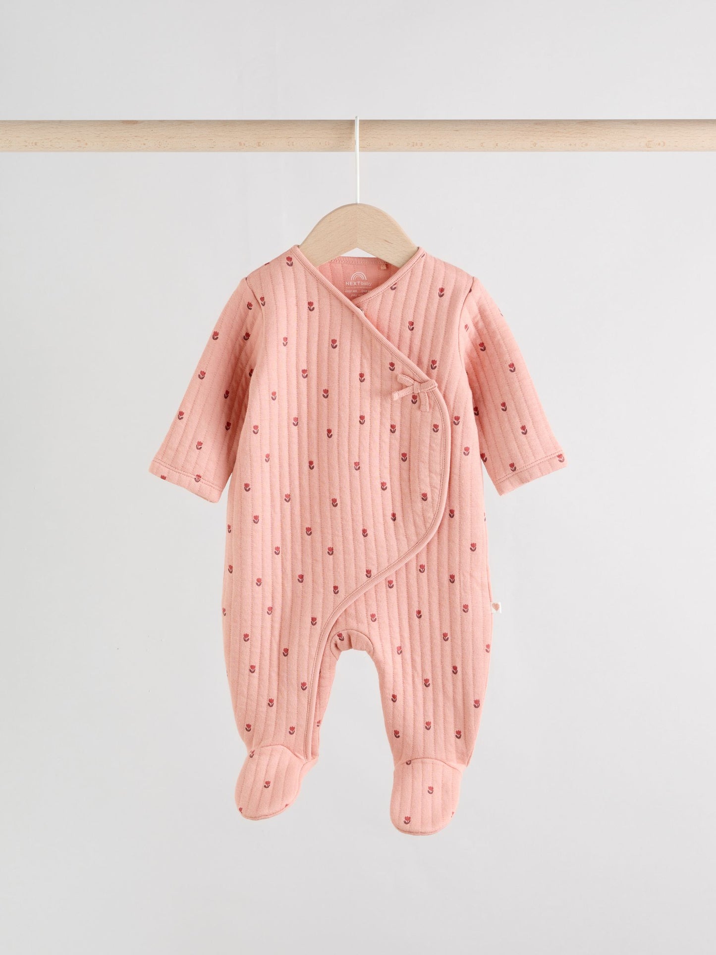 Pink/Cream Quilted Baby Sleepsuits 2 Pack image 7