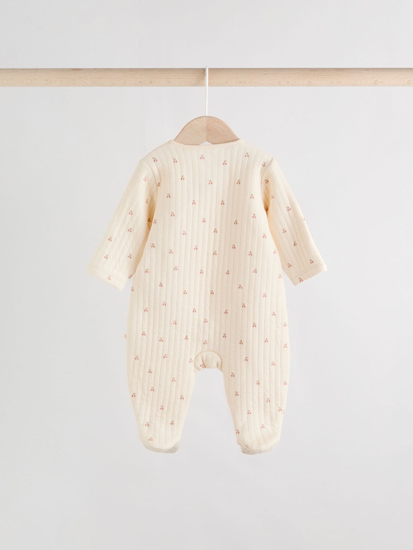 Pink/Cream Quilted Baby Sleepsuits 2 Pack image 8