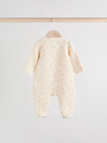 Pink/Cream Quilted Baby Sleepsuits 2 Pack image 8