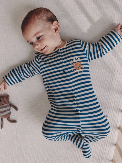 Navy Stripe Mummys Little Cub Baby Family Sleepsuit (0-2yrs) image 1
