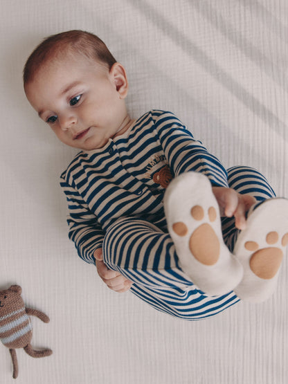 Navy Stripe Mummys Little Cub Baby Family Sleepsuit (0-2yrs)