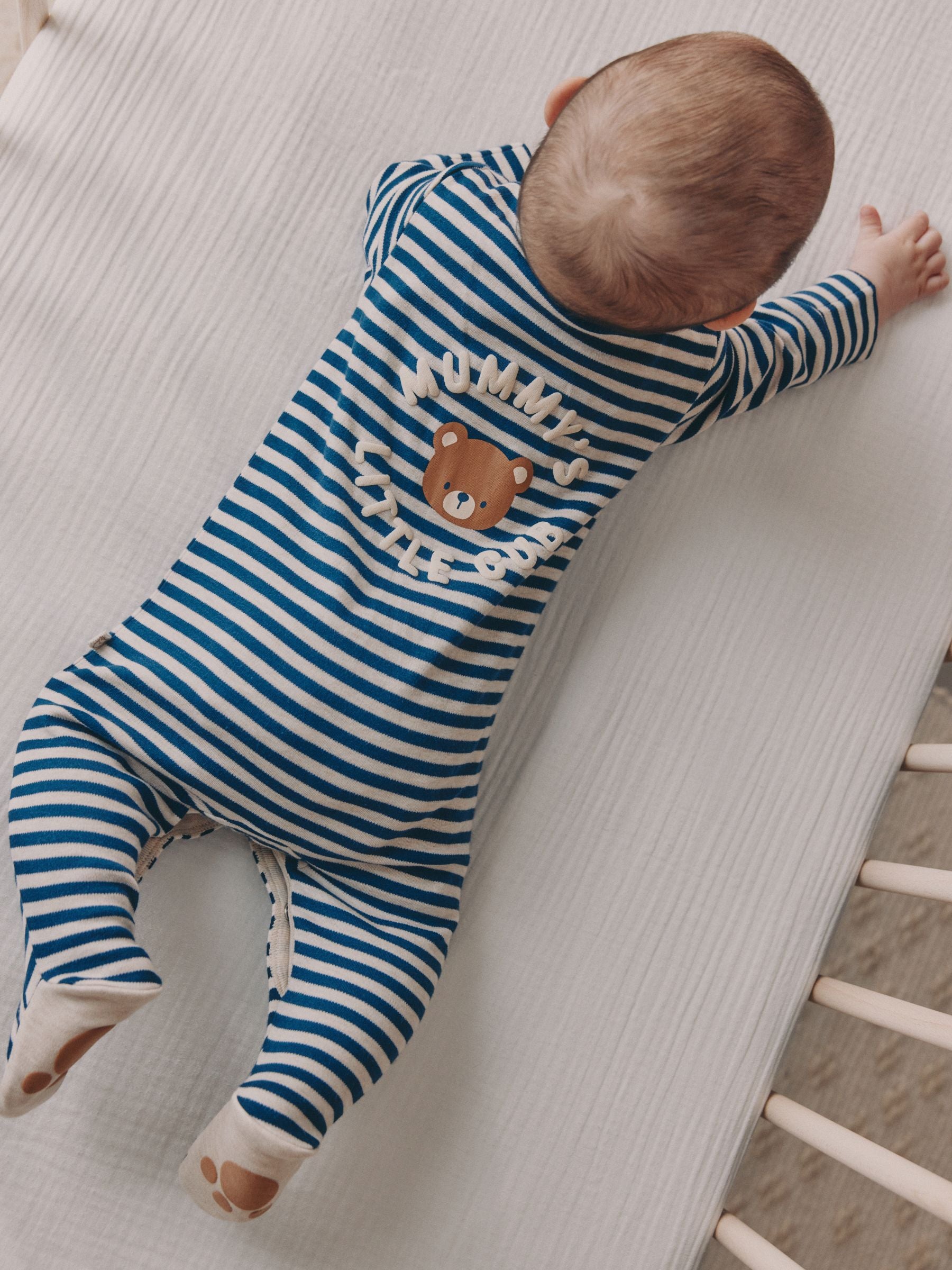 Navy Stripe Mummys Little Cub Baby Family Sleepsuit (0-2yrs) image 3