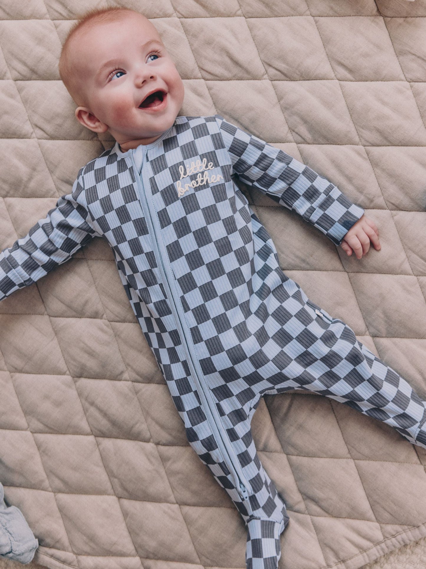 Blue Little Brother Baby Family Sleepsuit (0-2yrs)