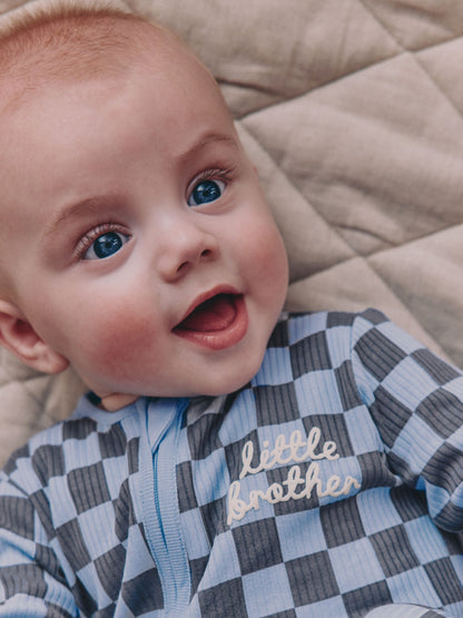 Blue Little Brother Baby Family Sleepsuit (0-2yrs)