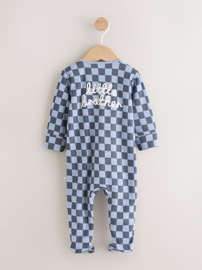 Blue Little Brother Baby Family Sleepsuit (0-2yrs)