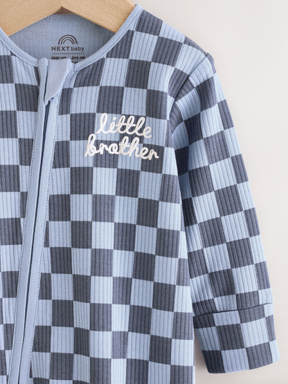 Blue Little Brother Baby Family Sleepsuit (0-2yrs)