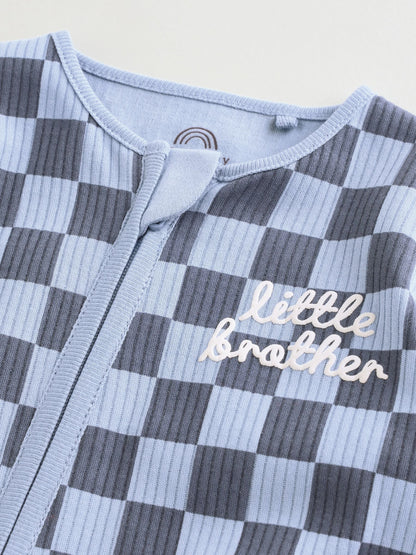 Blue Little Brother Baby Family Sleepsuit (0-2yrs)