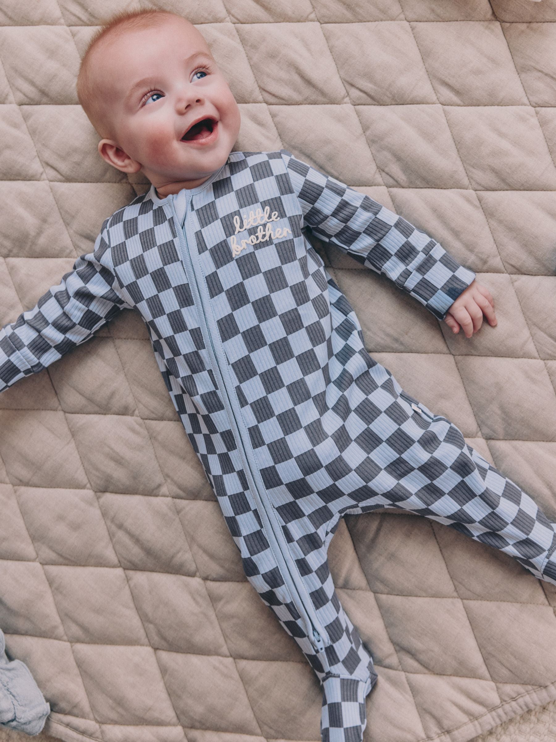 Blue Little Brother Baby Family Sleepsuit (0-2yrs) image 1