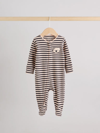 Monochrome Dog Baby Two Way Zip Sleepsuits 3 Pack (0-2yrs) image 3
