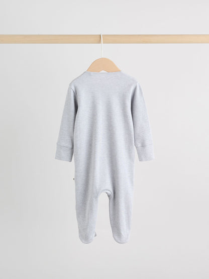 Monochrome Dog Baby Two Way Zip Sleepsuits 3 Pack (0-2yrs)