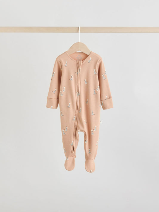 Mineral Blue 100% Cotton Two Way Zip Baby Sleepsuits 5 Pack (0mths-2yrs)