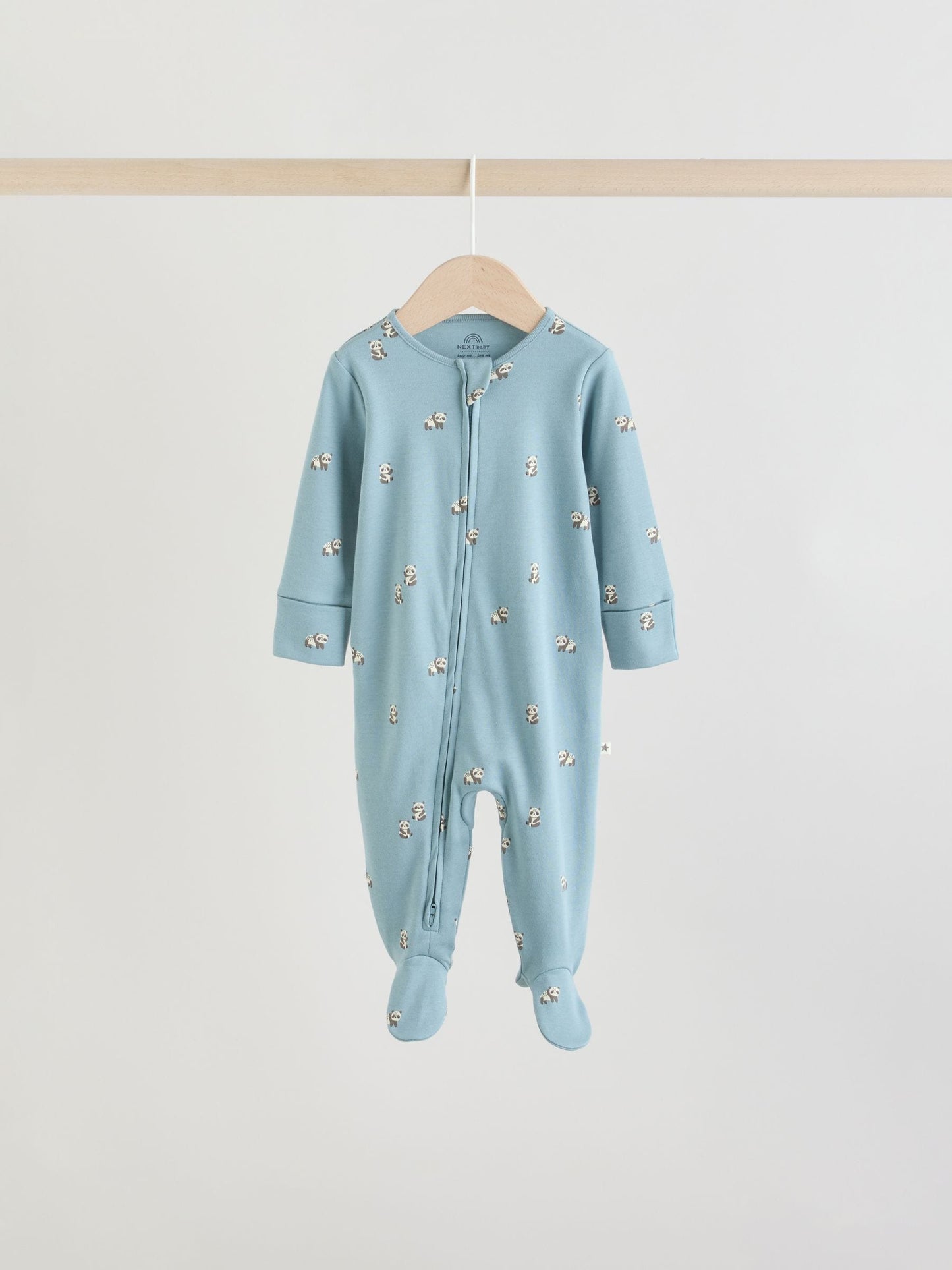 Mineral Blue 100% Cotton Two Way Zip Baby Sleepsuits 5 Pack (0mths-2yrs)