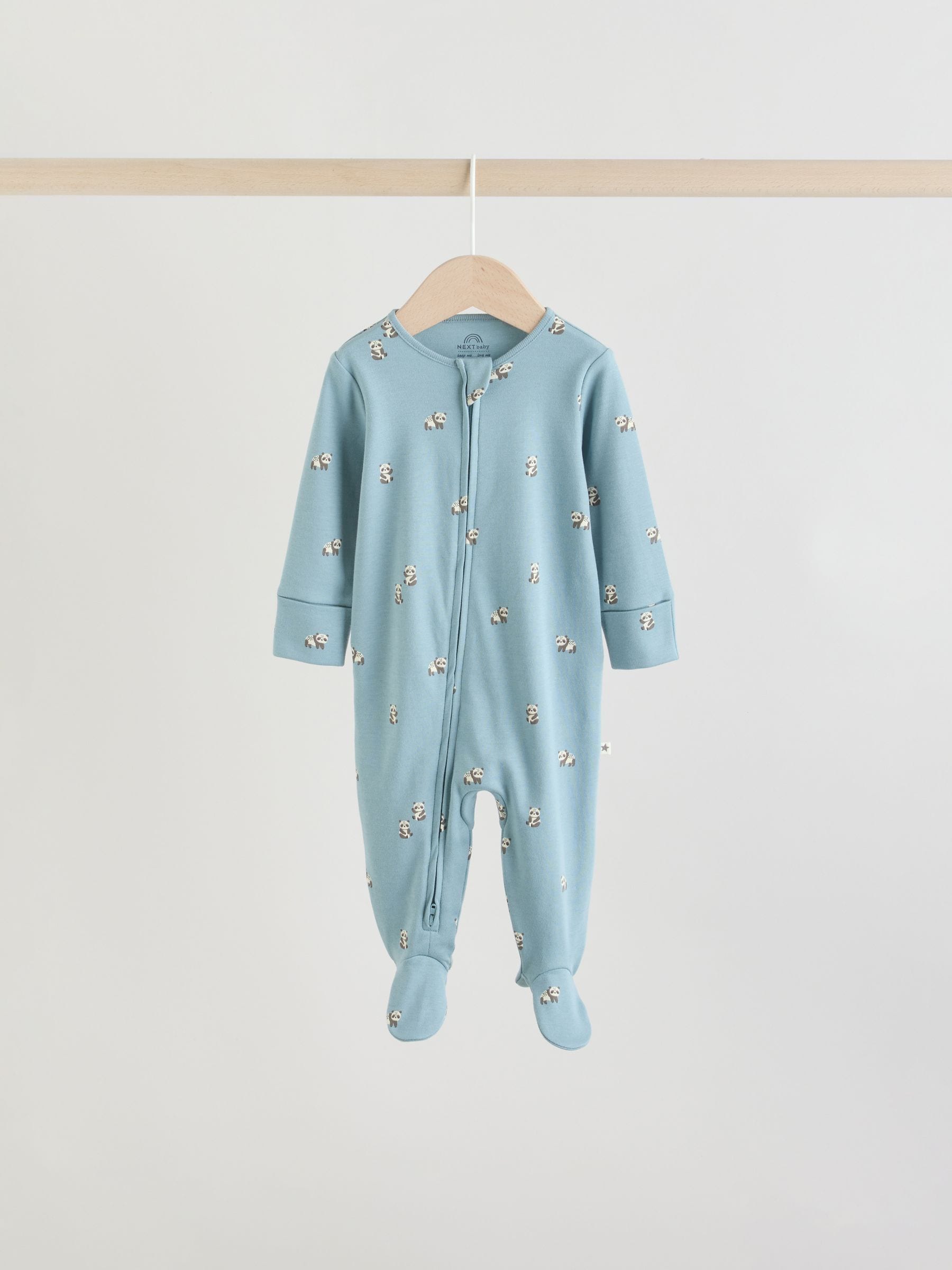 Mineral Blue 100% Cotton Two Way Zip Baby Sleepsuits 5 Pack (0mths-2yrs) image 5