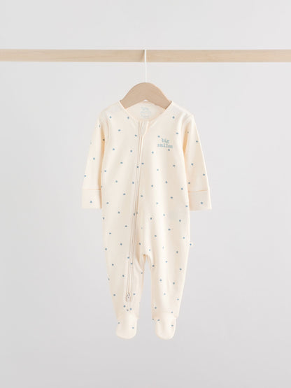 Blue Baby Two Way Zip Sleepsuits 3 Pack (0-2yrs)