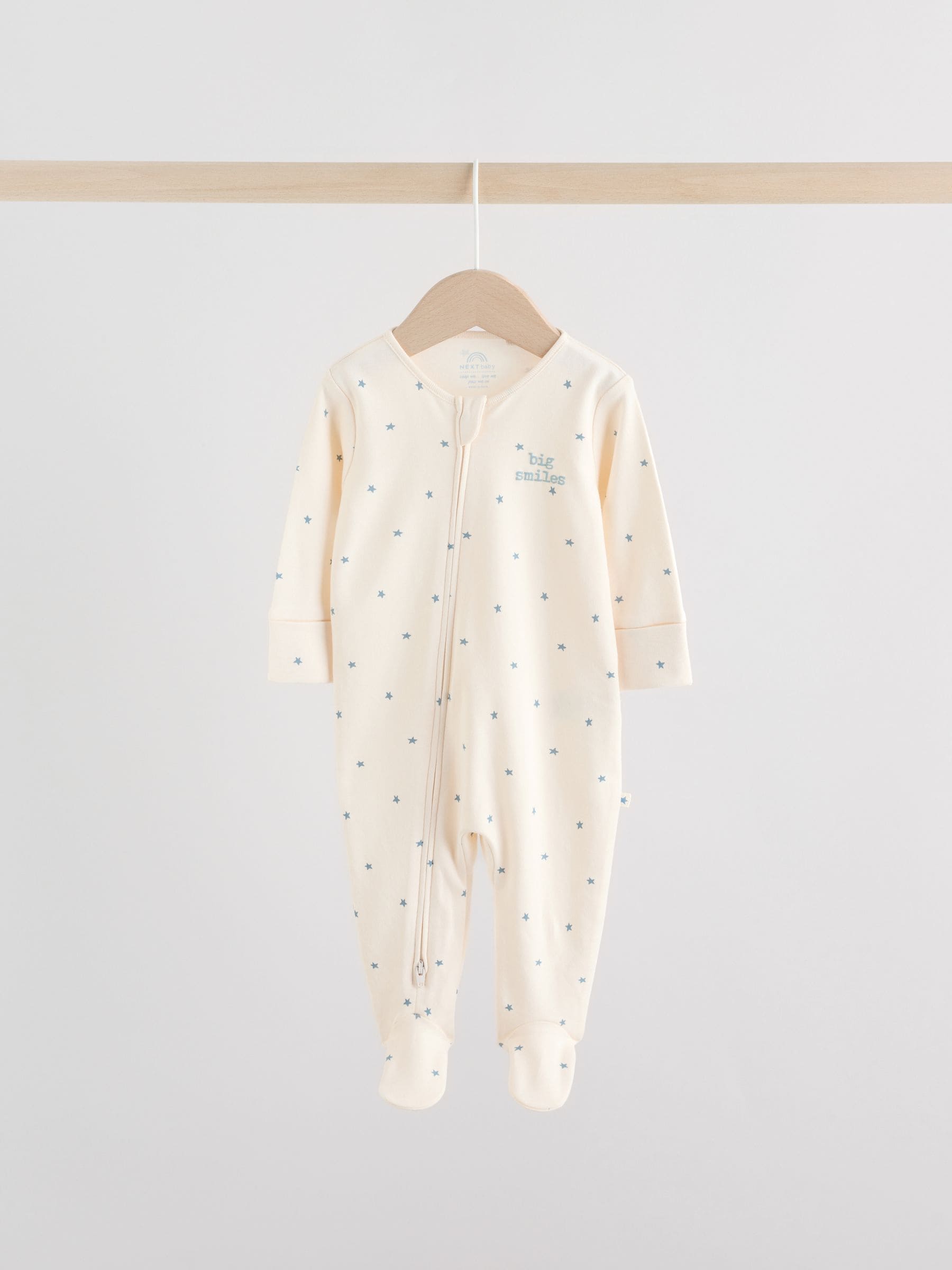 Blue Baby Two Way Zip Sleepsuits 3 Pack (0-2yrs) image 2