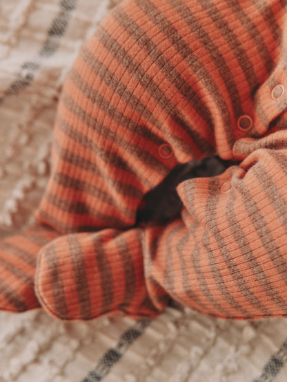 Orange Stripe Baby Sleepsuit (0mths-2yrs)