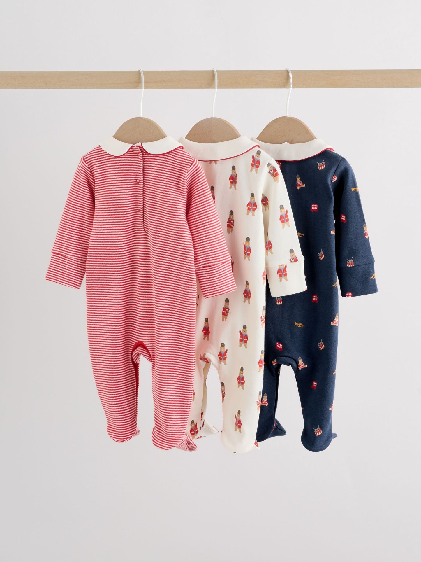 Red Bear Baby Sleepsuits 3 Pack (0mths-2yrs)