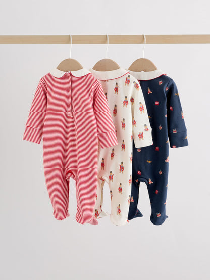 Red Bear Baby Sleepsuits 3 Pack (0mths-2yrs)