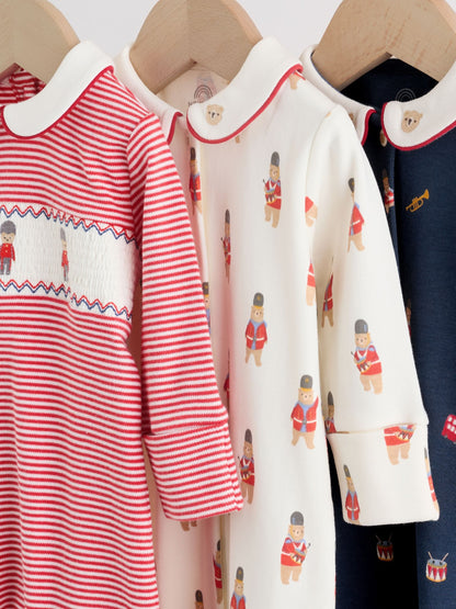 Red Bear Baby Sleepsuits 3 Pack (0mths-2yrs)