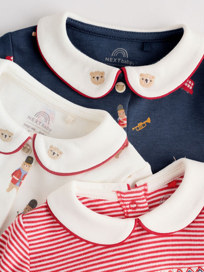 Red Bear Baby Sleepsuits 3 Pack (0mths-2yrs)