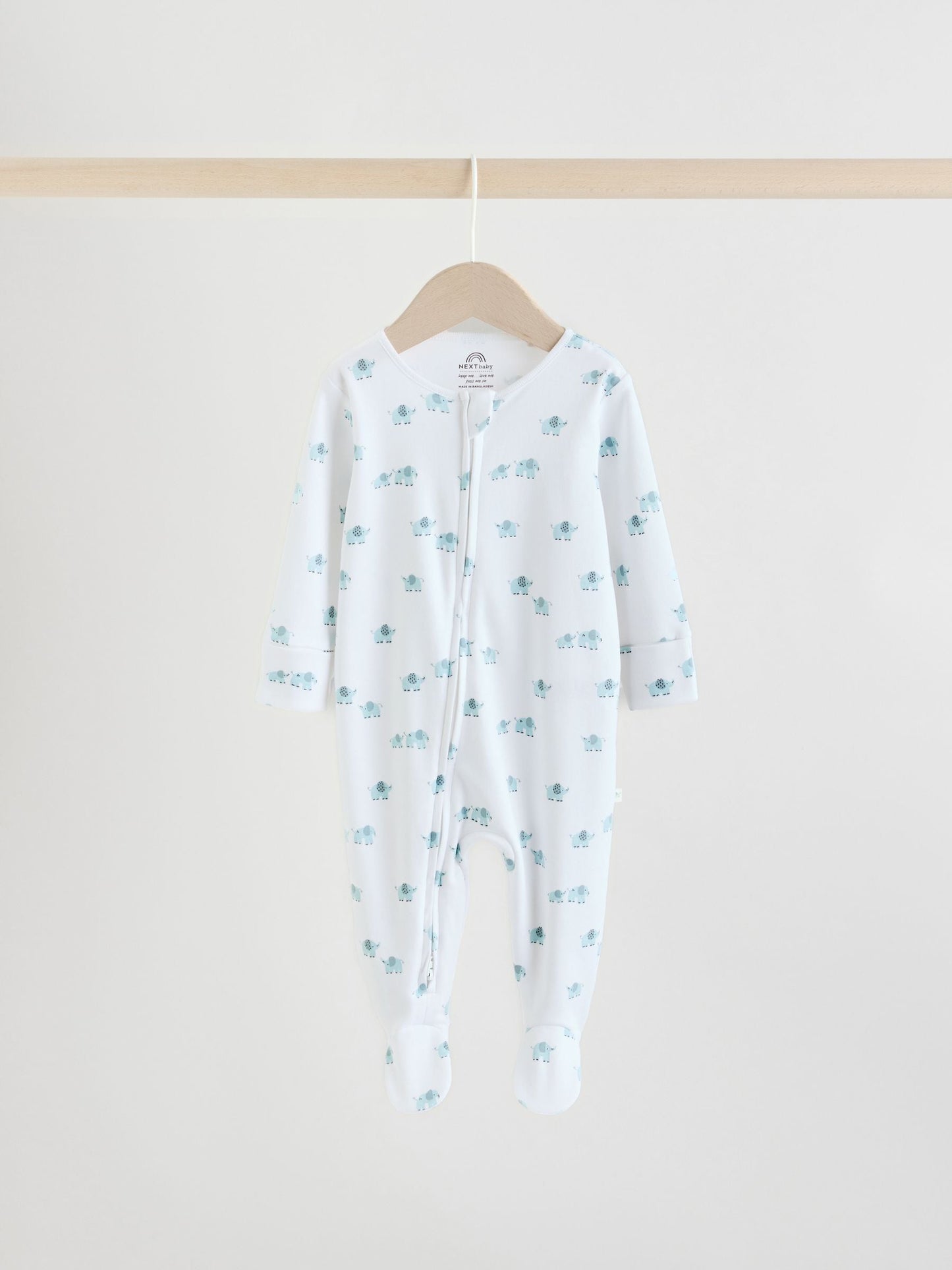 Blue Baby Linear Elephant Sleepsuits 3 Pack (0-2yrs) image 3