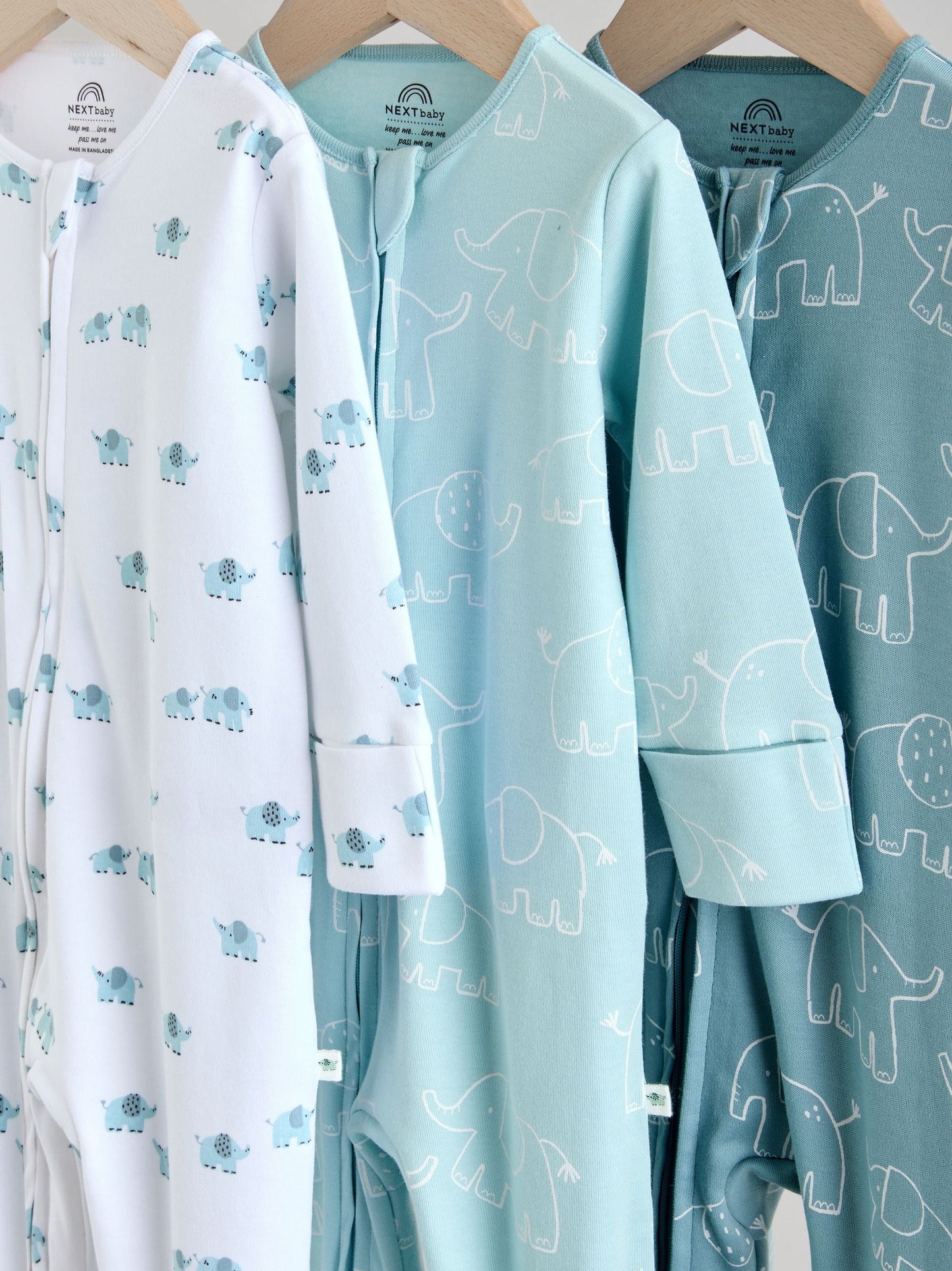 Blue Baby Linear Elephant Sleepsuits 3 Pack (0-2yrs) image 7