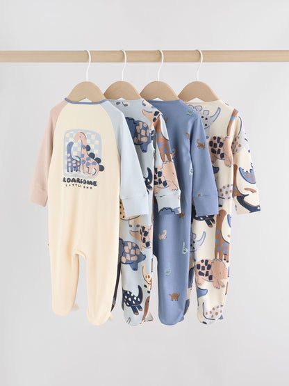 Navy Baby Two Way Zip Sleepsuits 4 Pack (0mths-2yrs)