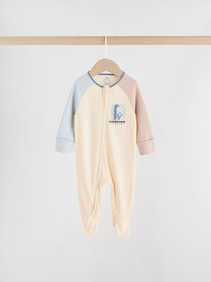 Navy Baby Two Way Zip Sleepsuits 4 Pack (0mths-2yrs)