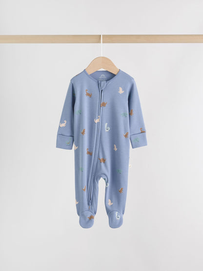 Navy Baby Two Way Zip Sleepsuits 4 Pack (0mths-2yrs)