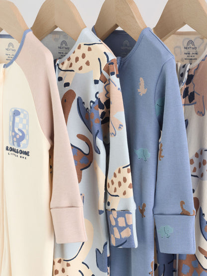 Navy Baby Two Way Zip Sleepsuits 4 Pack (0mths-2yrs)